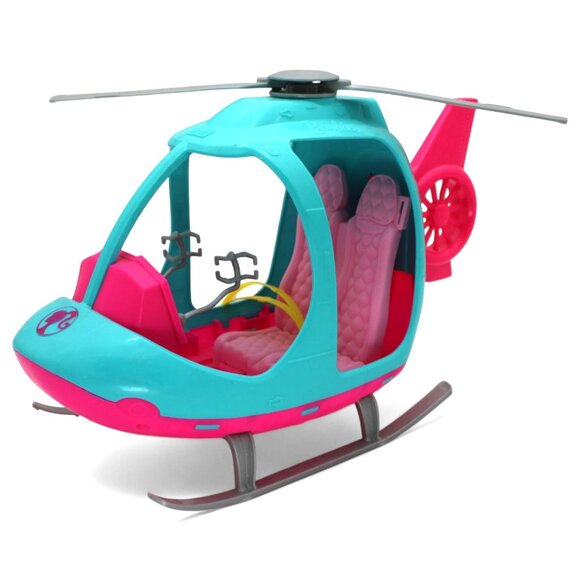 Barbie Helicopter Pink & Blue 2-Seater Toy With Spinning Rotors - Picture 9 of 10